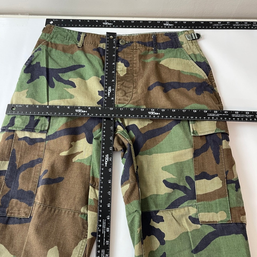 Military BDU Pants Mens Medium Short Green Brown Woodland Camo Cargo Canvas Gorp - Picture 8 of 10